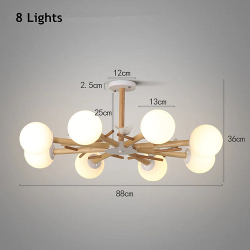 lustre nordique moderne en verre avec éclairage led décor oiseau