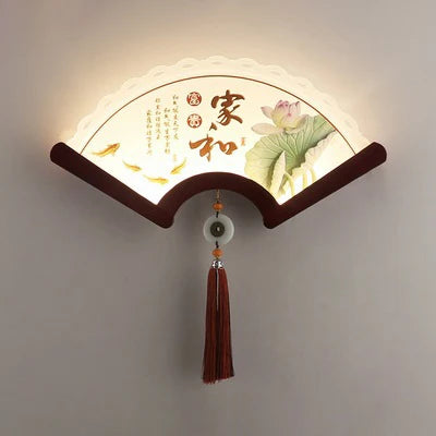 applique murale en bois éventail style rétro japonais à LED - vue 11 sur 18