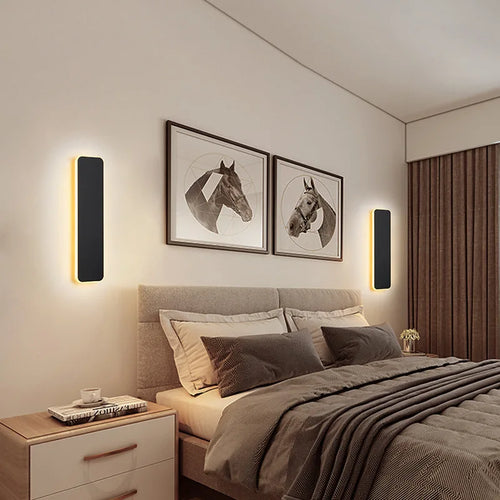 Applique murale LED lampe avec interrupteur tactile chambre chevet intérieur escalier luminaire carré et rectangle lumière 10W 12W 13W wandlamp - vue 4 sur 18