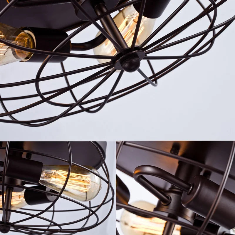 3 têtes Loft Vintage lumière industrielle luminaire couloir porche chambre plafonnier salon lampe lanterne - vue 9 sur 9
