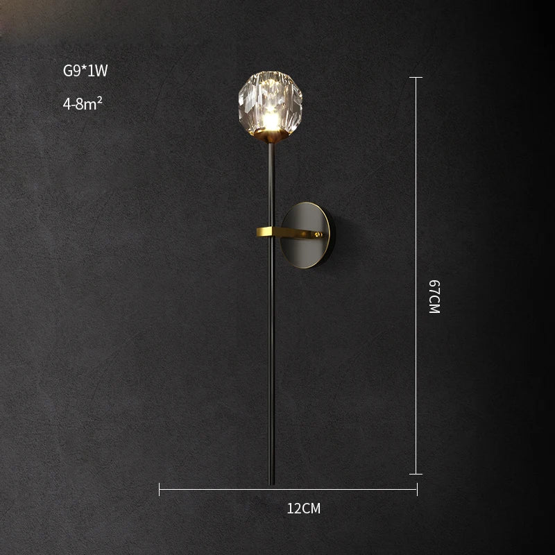 applique murale led postmoderne en cuivre et cristal - vue 8 sur 22