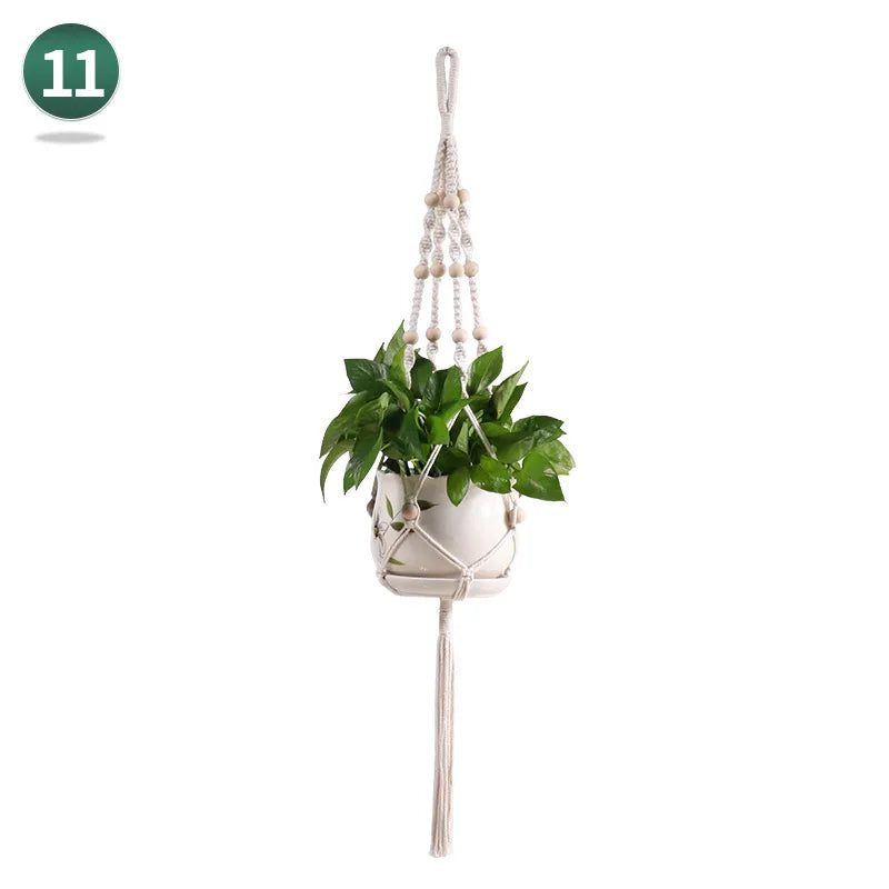 panier suspendu en macramé pour plantes artisanales décoration intérieure - vue 14 sur 18