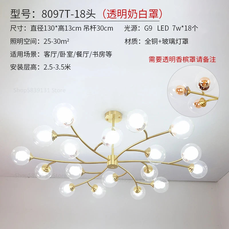 lustre led moderne nouvelle lampe suspension moléculaire nordique - vue 8 sur 14