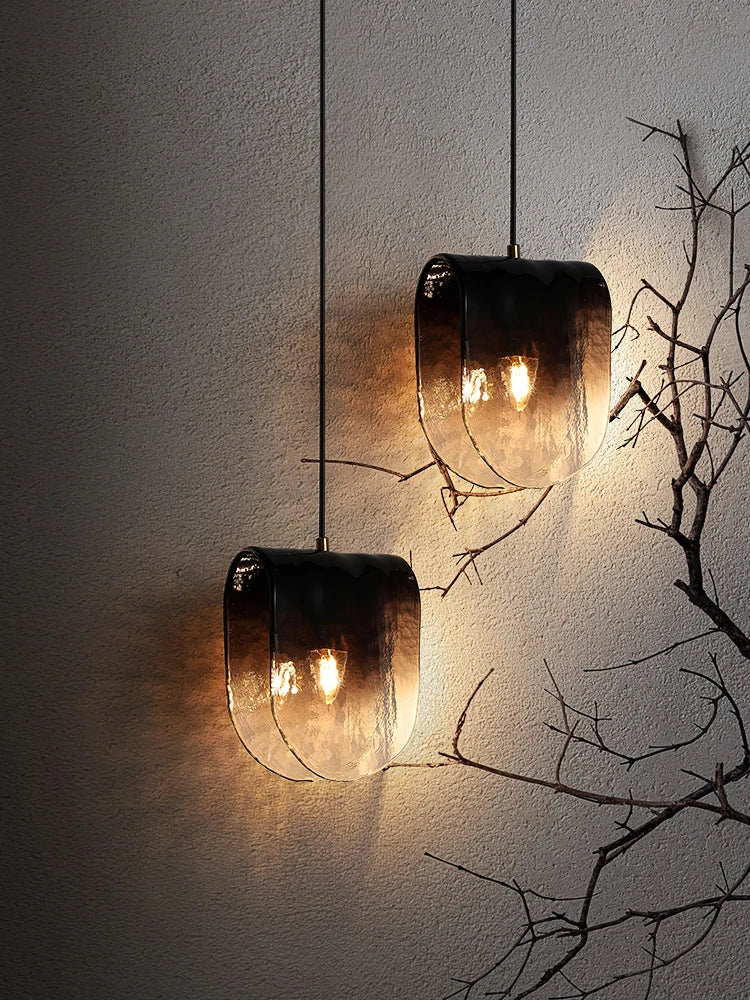 Suspension nordique simple en verre design arrondi - vue 2 sur 7