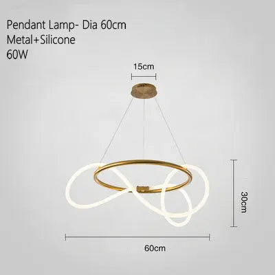 Creative Line Pendant Lamp with 360 degree Lighting for Bedroom Living room Dining room Kitchen lighting - vue 10 sur 11