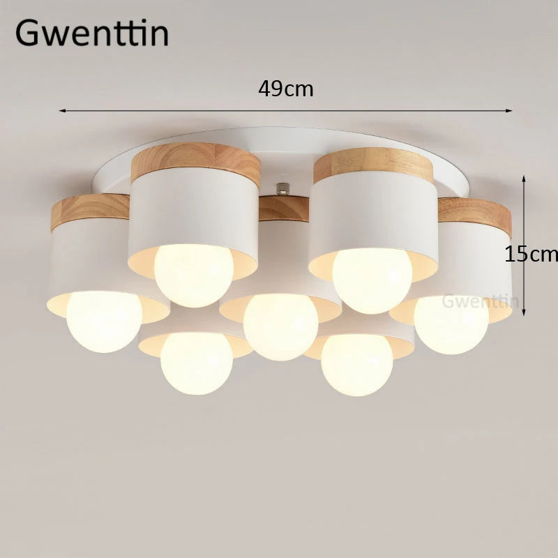 plafonnier moderne en bois et fer pour décoration intérieure - vue 9 sur 9