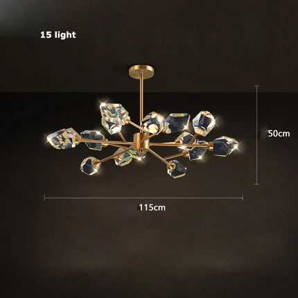 lustre en cristal et cuivre style art déco design moderne - vue 21 sur 22