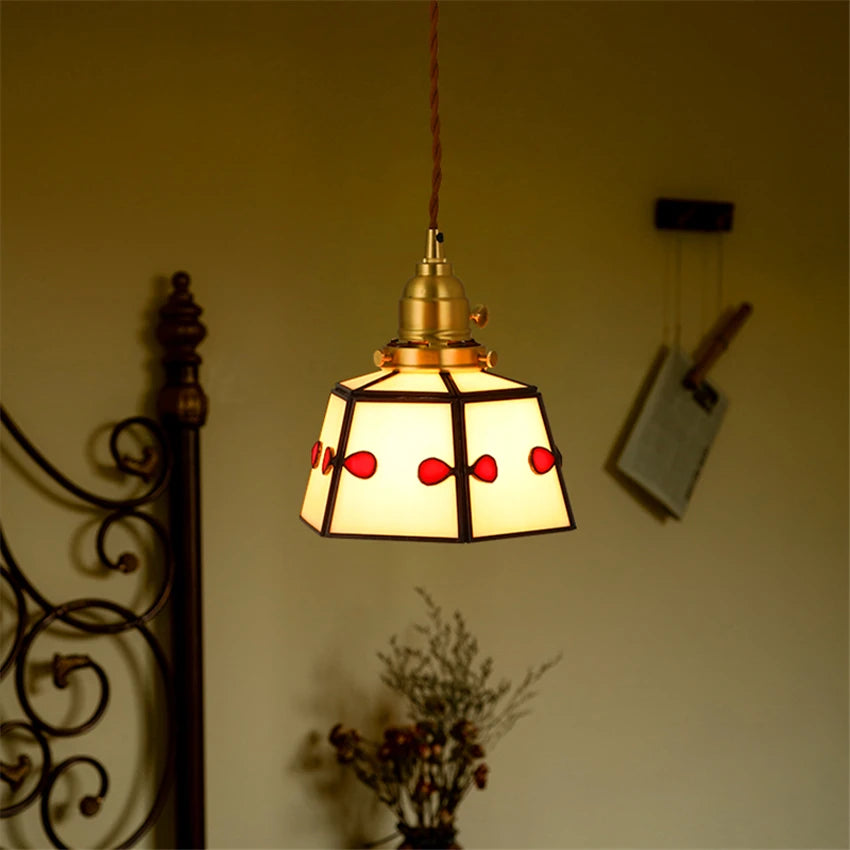 suspension en vitrail rétro style japonais pour décoration intérieure - vue 6 sur 9
