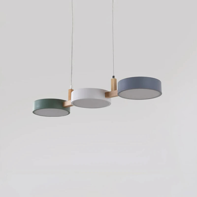 lustre nordique led moderne en bois et métal - vue 4 sur 8