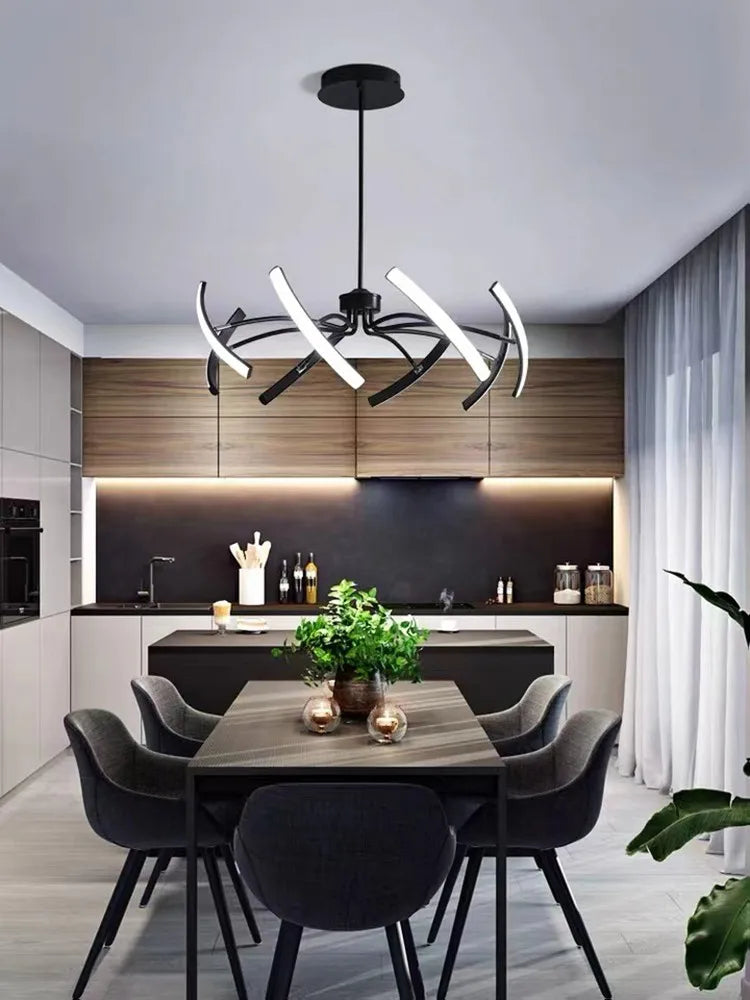 lustre nordique de luxe led design créatif atmosphérique villa - vue 6 sur 10