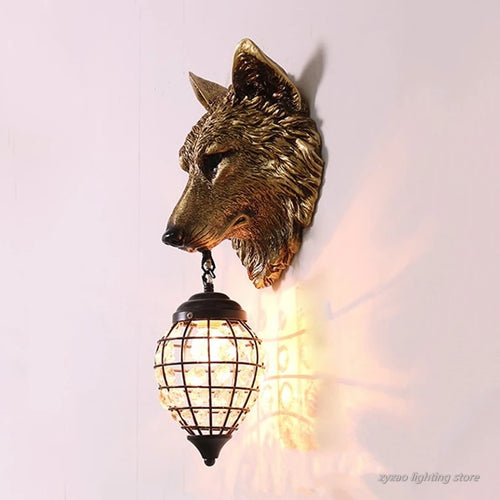 applique murale en résine tête de loup pour décoration intérieure - vue 4 sur 7