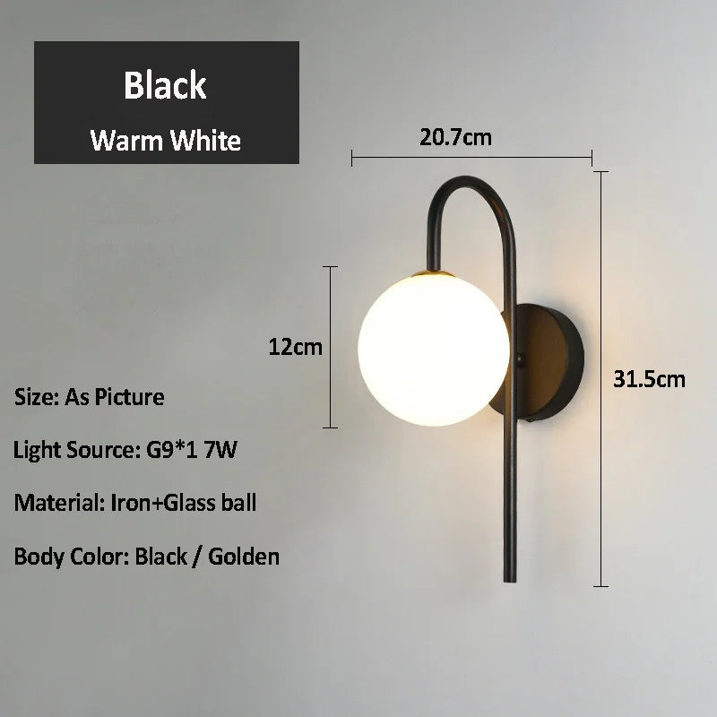 applique led boule de verre de luxe pour hôtel bar