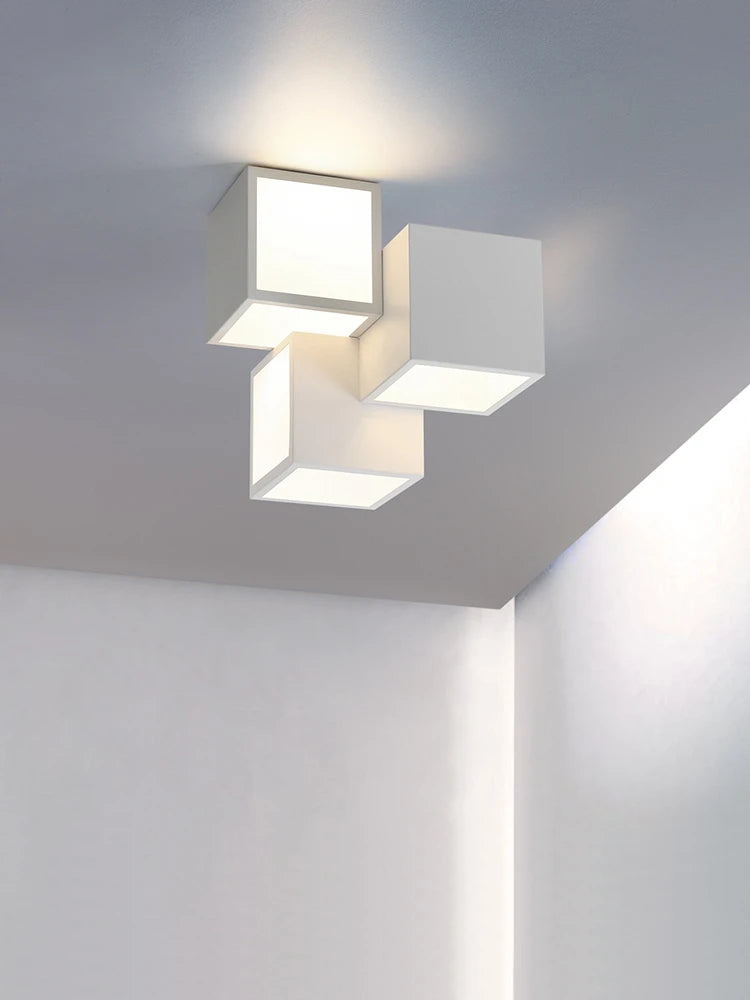 plafonnier carré créatif lumières led modernes décoration simple lustre luminaire - vue 3 sur 10