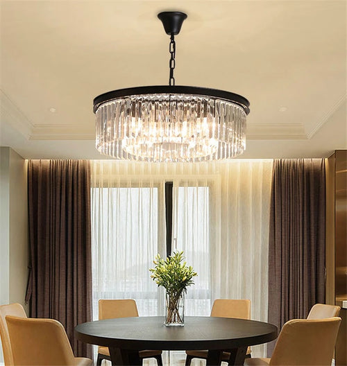 lustre rond en cristal design suspendu en verre transparent - vue 6 sur 6