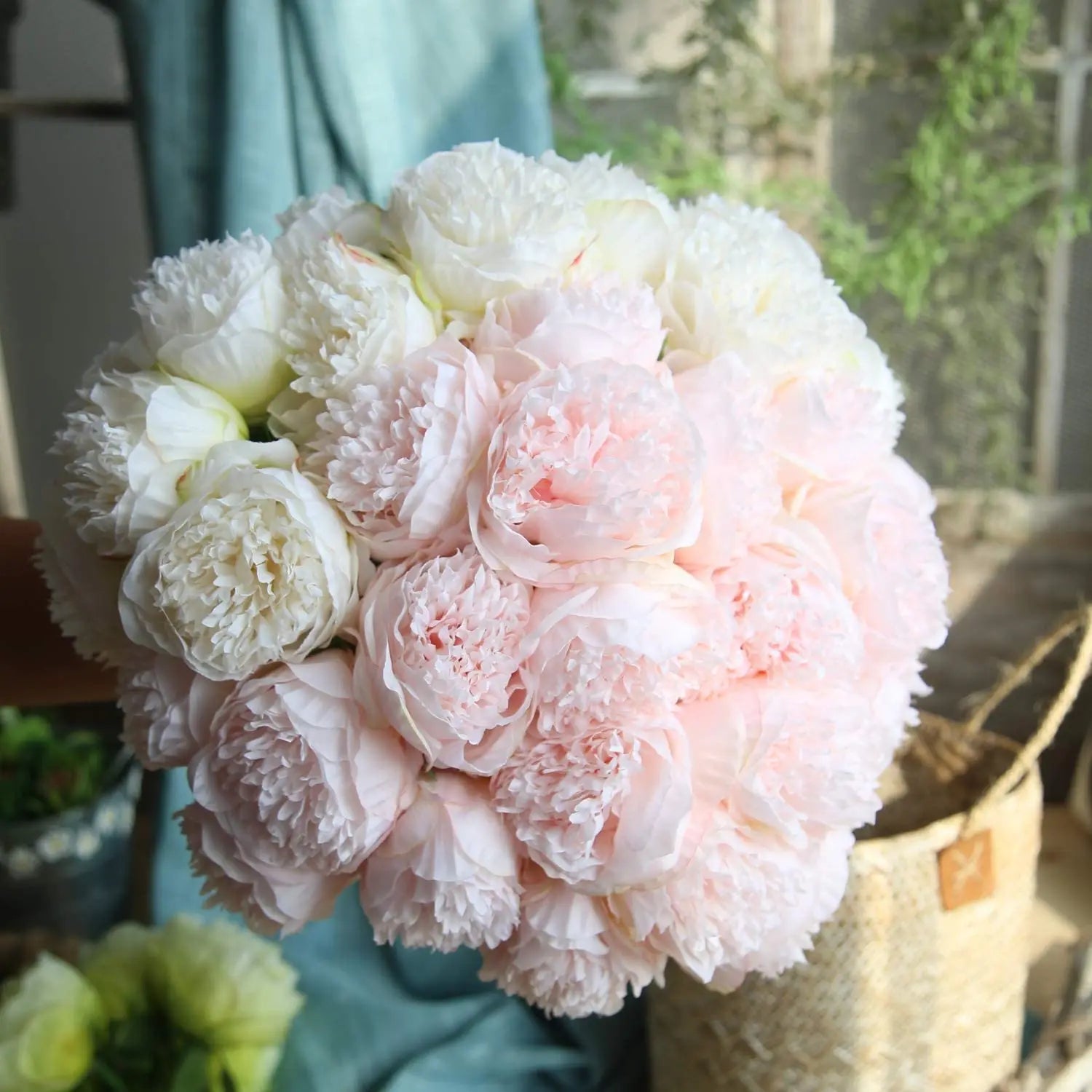 bouquet de 5 pivoines artificielles en soie pour décoration
