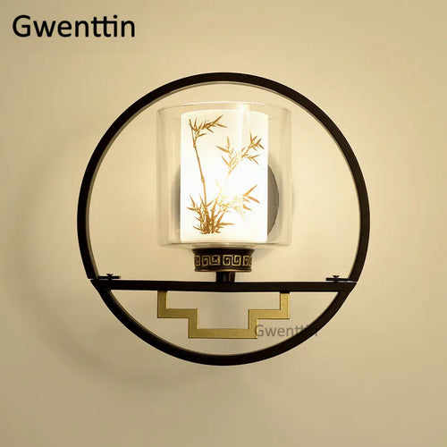 applique murale en verre style chinois vintage à led - vue 9 sur 9