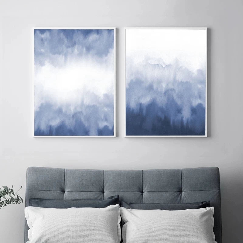 peinture abstraite aquarelle océanique art mural décoratif