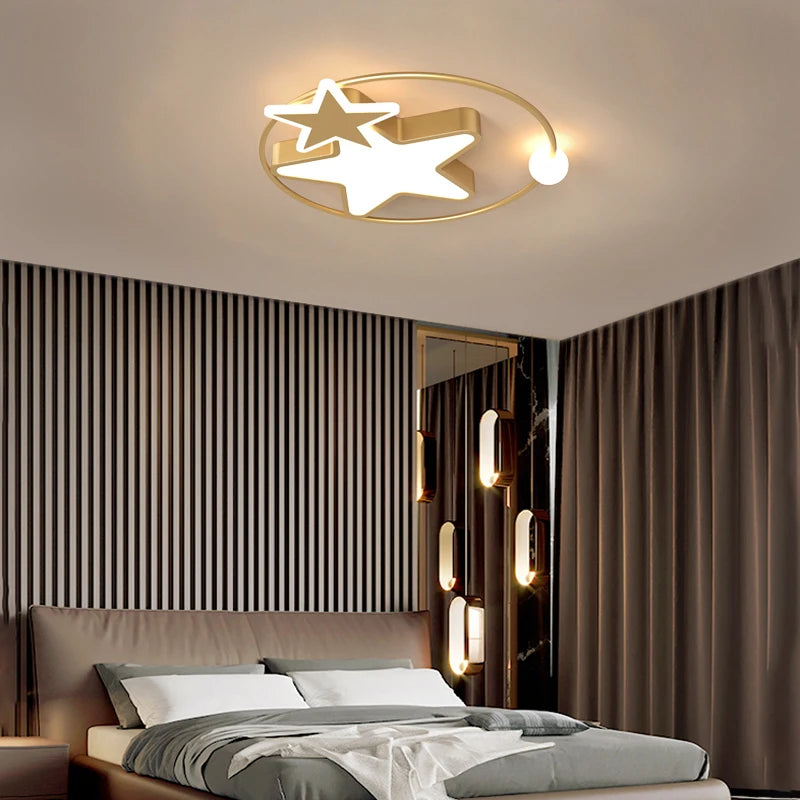 plafonnier led en forme d'étoile dorée créatif nordique - vue 5 sur 7
