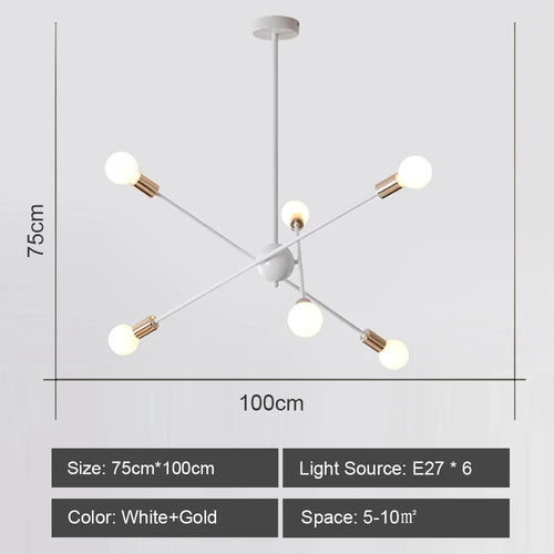 lustre moderne à leds style industriel spoutnik créatif éclairage maison - vue 9 sur 16