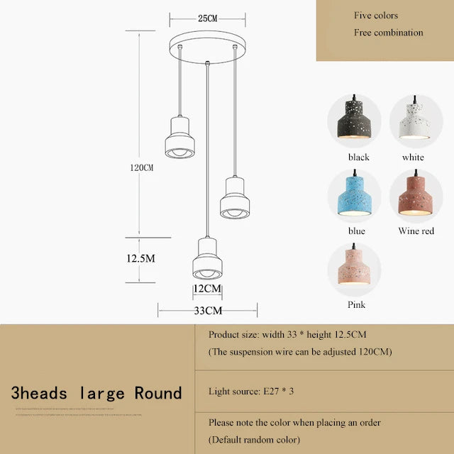 suspension moderne en terrazzo design nordique plusieurs couleurs led - vue 23 sur 28