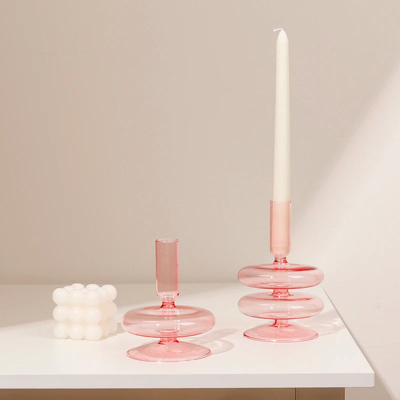 bougeoirs en verre rétro classiques pour décoration de mariage et intérieure - vue 4 sur 17