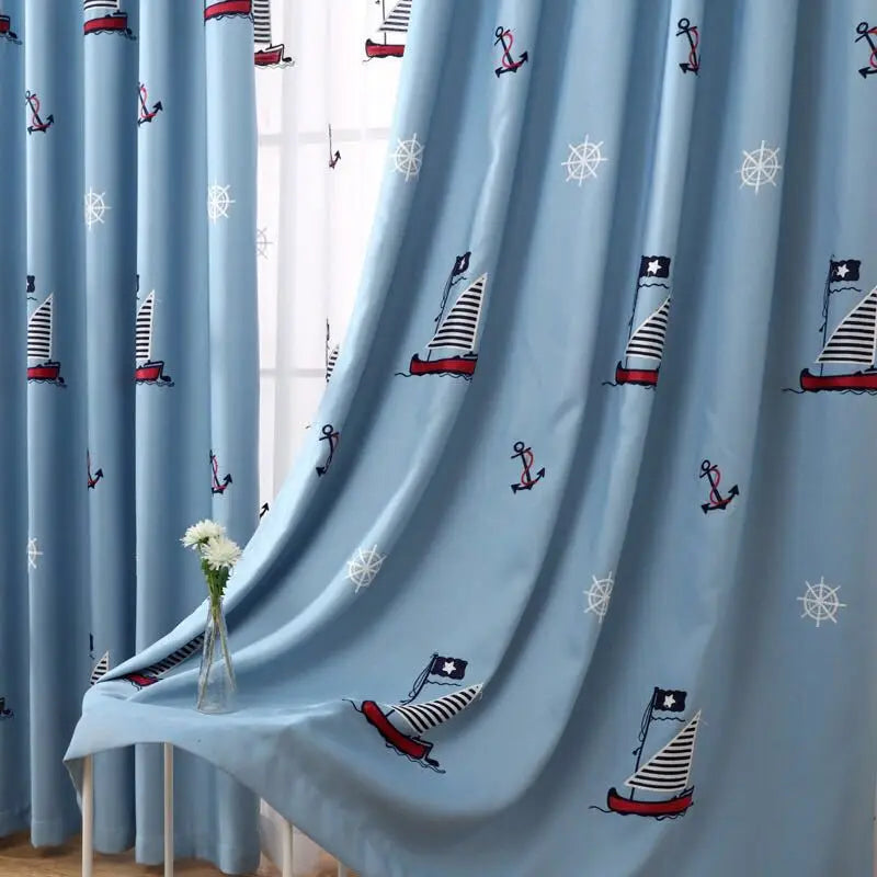 Rideau chambre enfant motif cartoon étoiles fusée