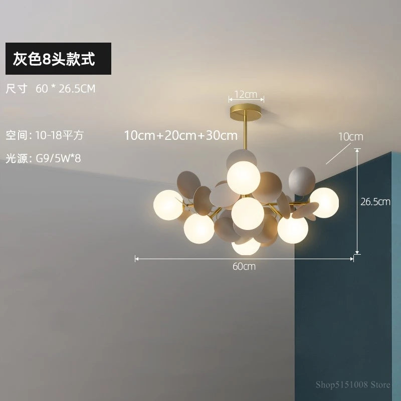 suspension à led design nordique avec fleurs décoratives en acrylique - vue 21 sur 24