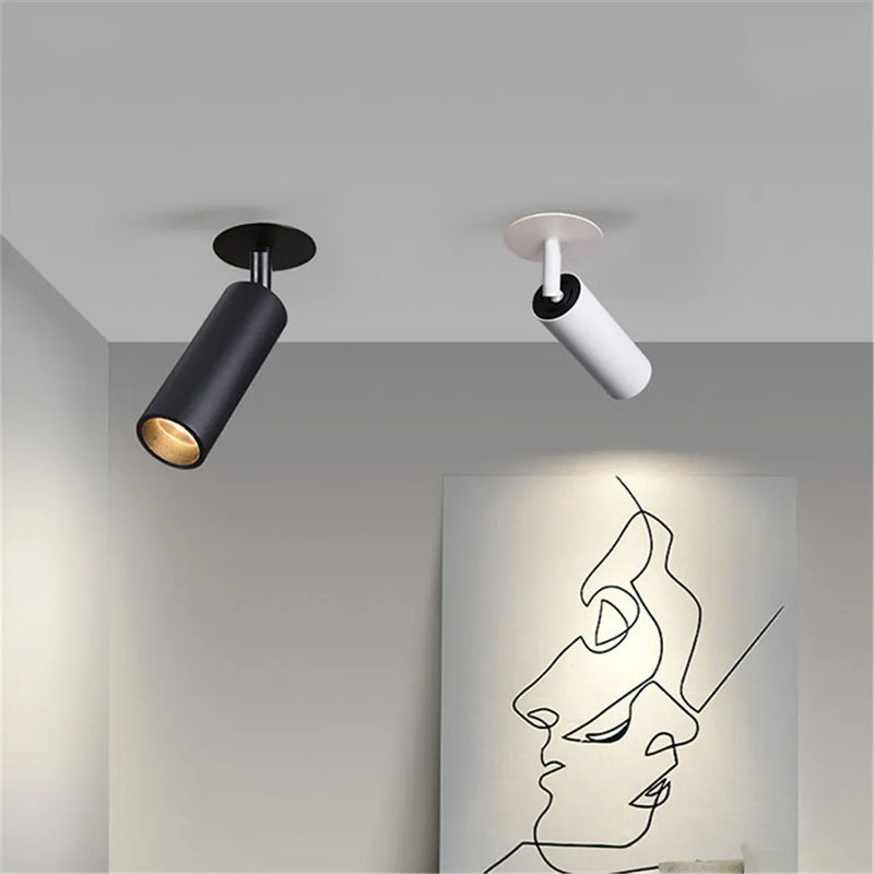 Spot plafond à LED tube directionnel blanc ou noir