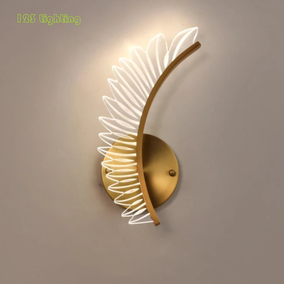 applique murale led nordique en laiton avec ailes d'ange - vue 3 sur 9