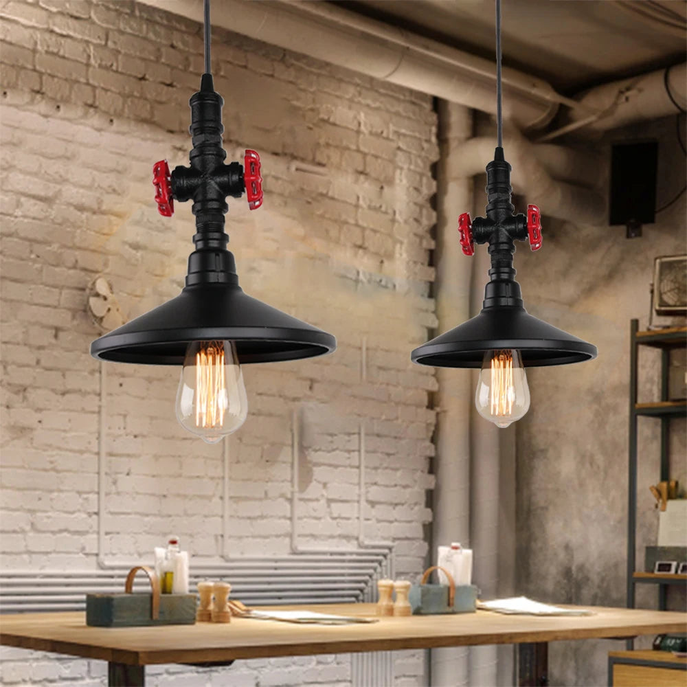 suspension vintage industriel loft tuyau d'eau luminaire bar restaurant - vue 4 sur 10