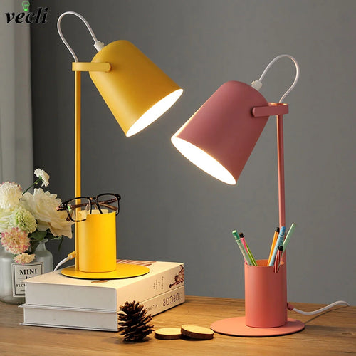 lampe de table led réglable style nordique avec porte-stylo protection yeux - vue 2 sur 12