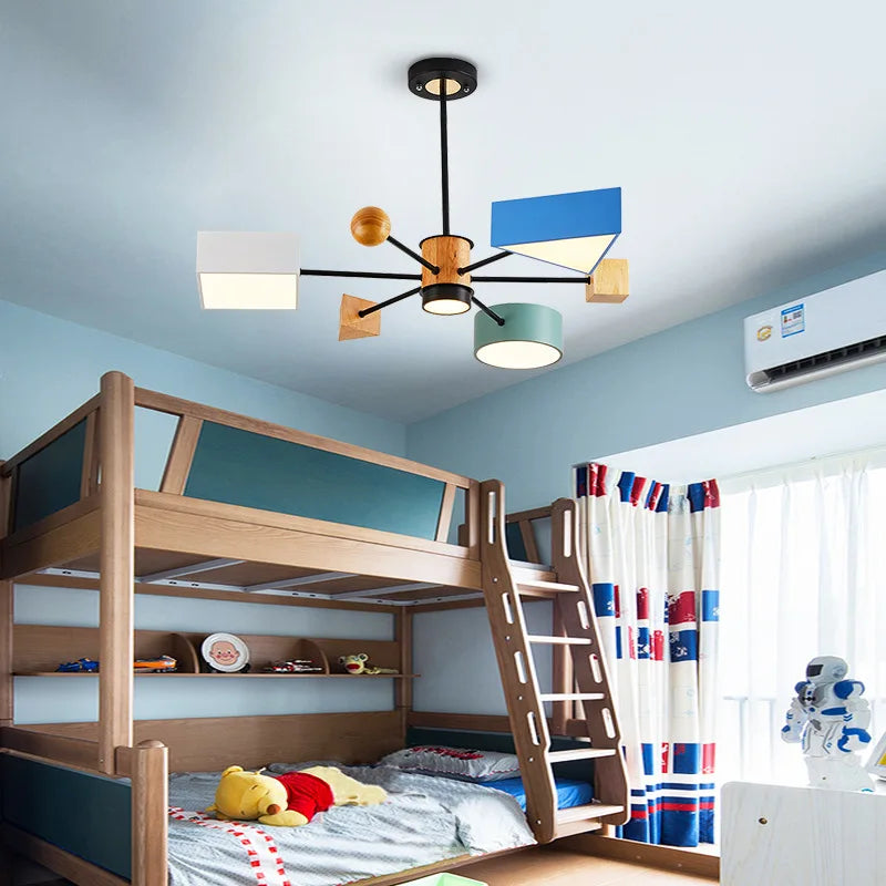 lustre bois moderne nordique salle manger chambre enfants