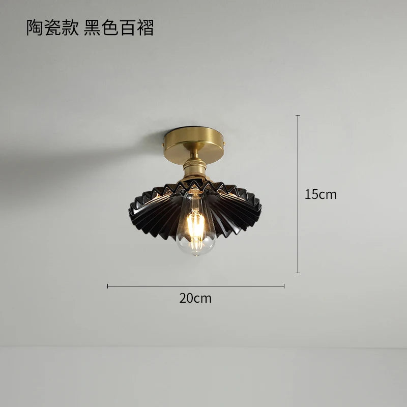 plafonnier nordique cuivre LED luminaires interrupteur chambre salon escalier lumière Plafon montage Flount en céramique éclairage à la maison - vue 10 sur 10