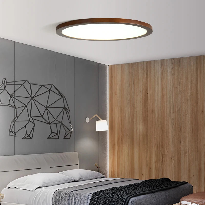 plafonnier led en bois véritable pour éclairage intérieur