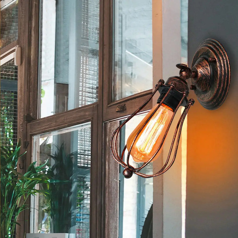 applique murale industrielle vintage avec abat-jour réglable et led