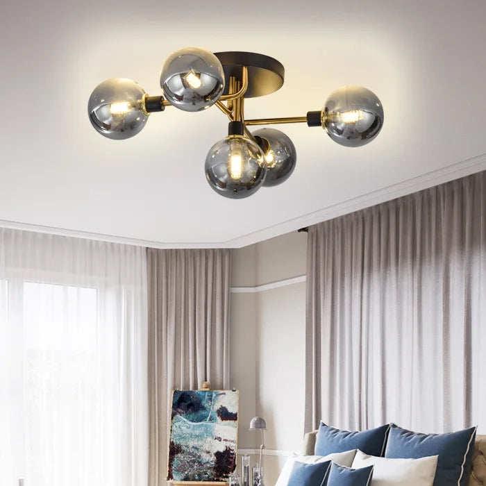 lustre moderne en verre fumé pour intérieur de maison - vue 3 sur 17