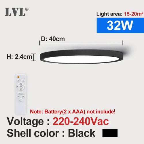 plafonnier led moderne télécommandé à intensité variable - vue 12 sur 14