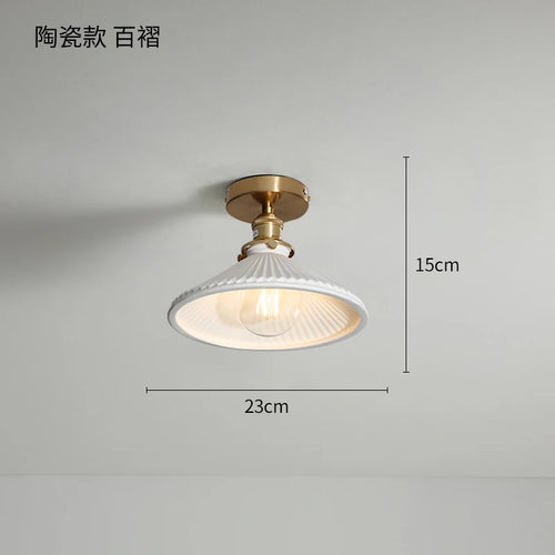 plafonnier nordique cuivre LED luminaires interrupteur chambre salon escalier lumière Plafon montage Flount en céramique éclairage à la maison - vue 3 sur 10