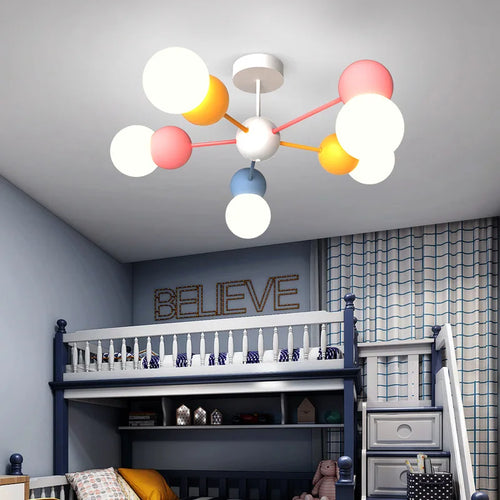 lustre nordique pour enfants dessin animé led suspension - vue 2 sur 9