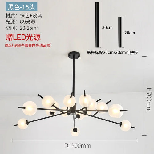 lustre en verre moderne style nordique pour décoration intérieure - vue 14 sur 14