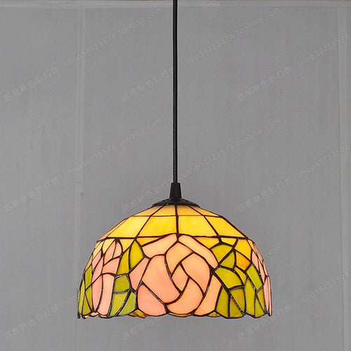 lustre en vitrail style tiffany pour éclairage décoratif antique - vue 3 sur 19
