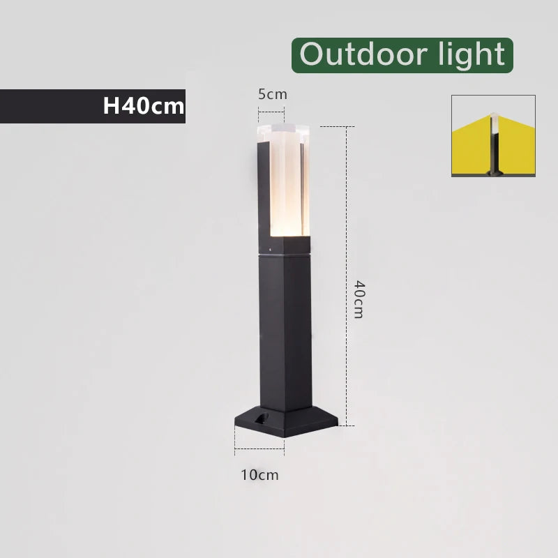 Lampe de pelouse éclairage extérieur lumière moderne en aluminium étanche à l'eau jardin extérieur lampe de pelouse maison cour décor paysage lumières - vue 8 sur 10