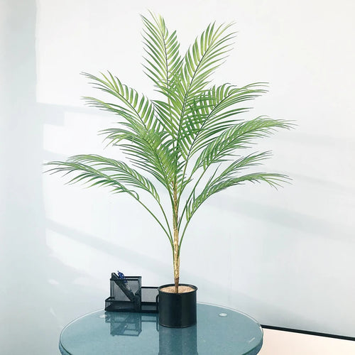 plantes tropicales palmier artificiel avec feuilles monstera décoration jardin - vue 4 sur 12