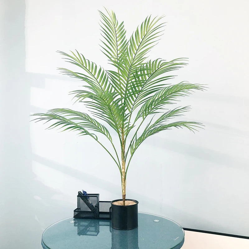 plantes tropicales palmier artificiel avec feuilles monstera décoration jardin - vue 3 sur 12