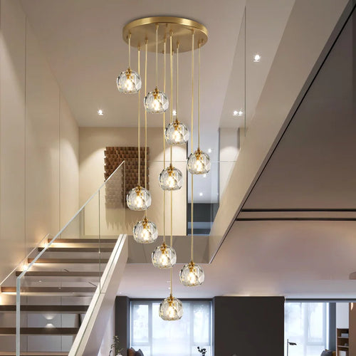 suspension en cristal k9 en cuivre design nordique créatif - vue 2 sur 13