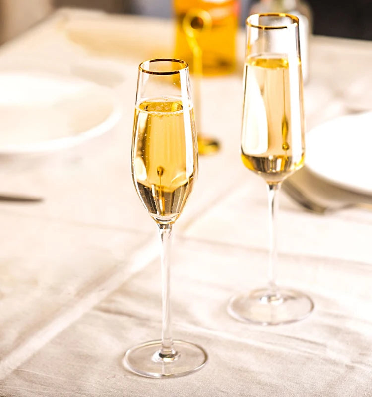 Flutes a champagne design elegant souffle main verre - vue 4 sur 7