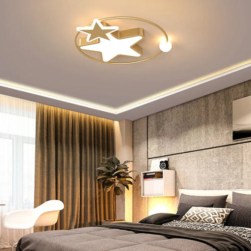 plafonnier led en forme d'étoile dorée créatif nordique - vue 5 sur 7