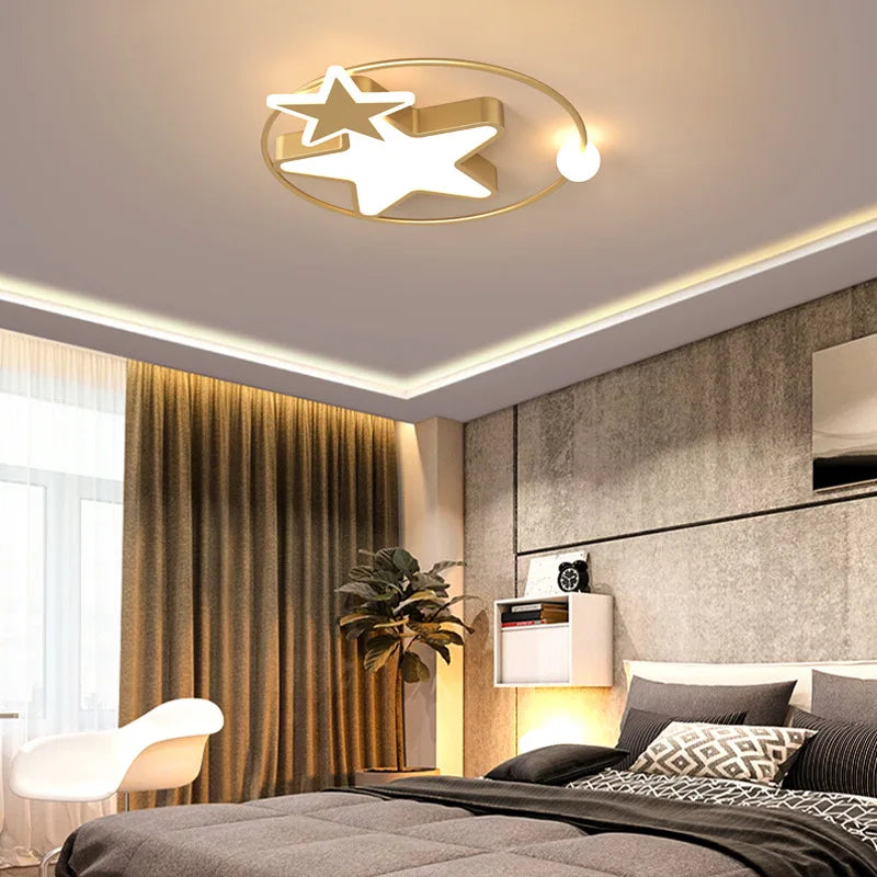 plafonnier led en forme d'étoile dorée créatif nordique - vue 4 sur 7