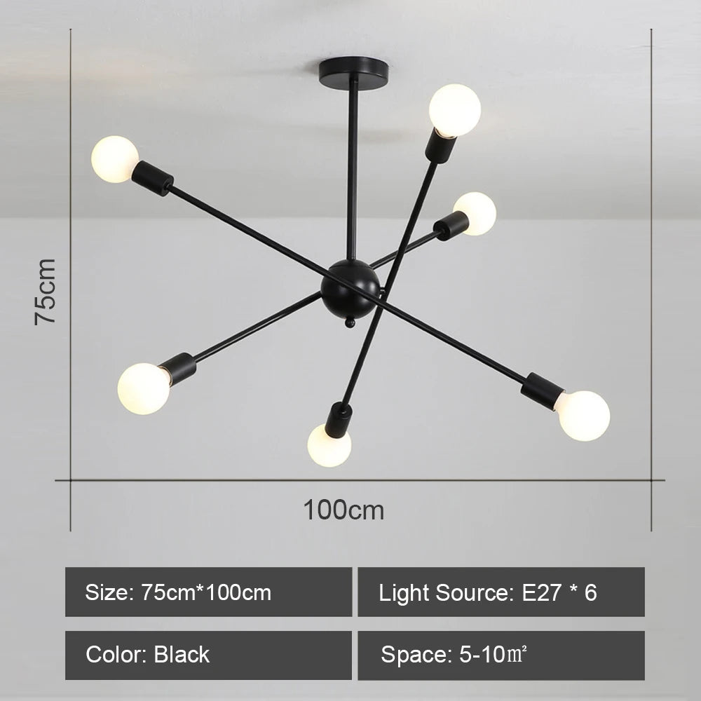 lustre moderne à leds style industriel spoutnik créatif éclairage maison - vue 16 sur 16