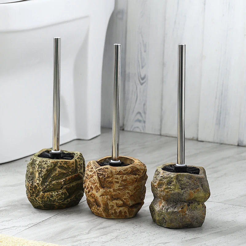 ensemble créatif de support de brosse de toilette en céramique rétro - vue 3 sur 8